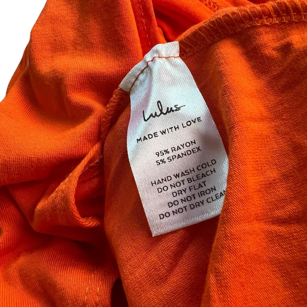 Lulu’s NWT Heat of the Moment Orange Asymmetrical Cut Out Body Con Midi Dress LG - Picture 8 of 12